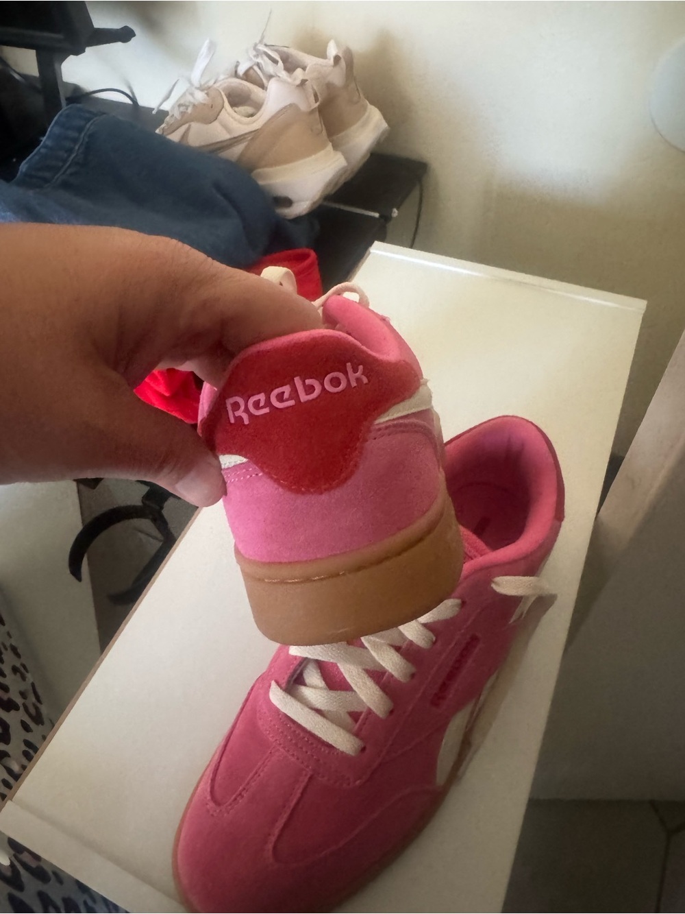Reebok Women's Pink Suede Lace-Up Sneakers - Picture 3 of 4